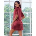 thumbnail image 3 of Ekouaer Silk Satin Sleep Shirts for Women Nightshirt Tshirt Night Gowns Short Sleeve Sleepwear Round Neck Shirt Dress With Chest Pocket, 3 of 7