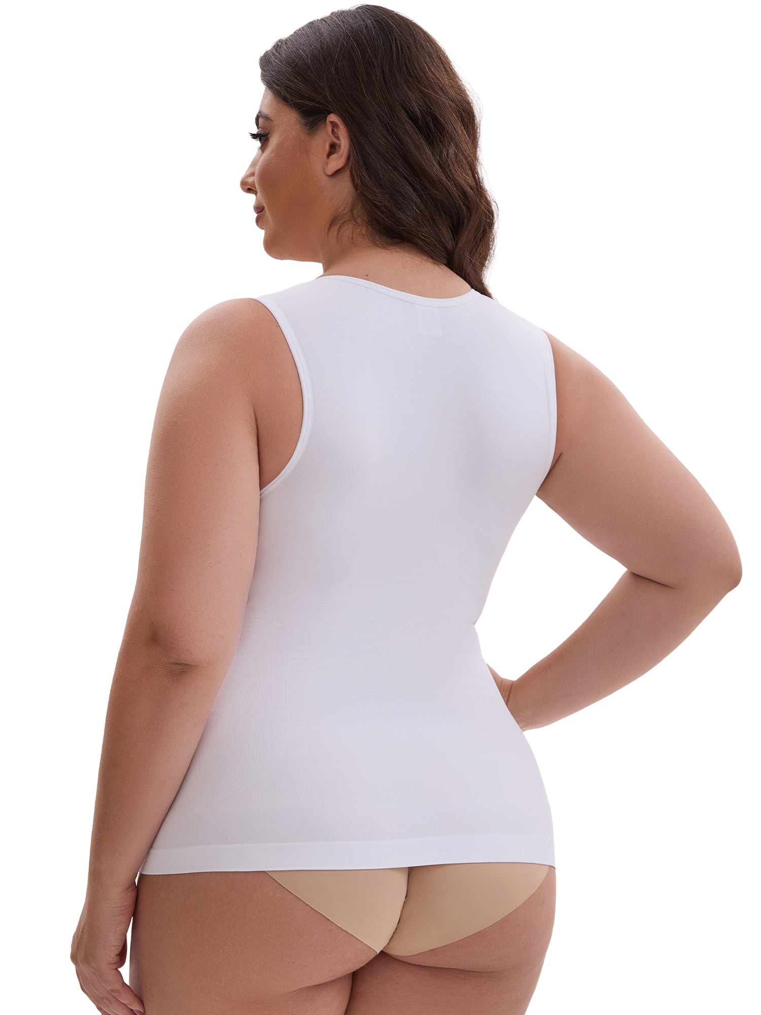 DARING DIVA Women's Soft Shapewear Tummy Control Tank Top Waist Control M White