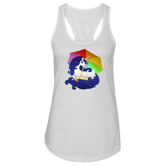 Unicorn Under Rainbow Umbrella Tank Women -Image by Shutterstock, Female Small
