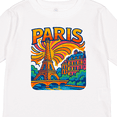 thumbnail image 4 of Inktastic Vibrant Paris Eiffel Tower Art with Colorful Skyline Boys or Girls Long Sleeve Toddler T-Shirt, 4 of 5
