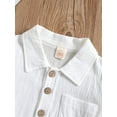 thumbnail image 5 of 2Pcs Little Boys Outfit, 12 18 24M 3 4T Toddlers Summer Autumn Solid Color Lapel Short Sleeve Single-Breasted Tops + Shorts Set, 5 of 10