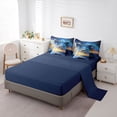 thumbnail image 5 of Feelyou Splash Pike Fish Wildlife Bedding Comforter Set for Men Adults, Rustic Farmhouse Landscape Full Bedding Set, Blue Gold, Blue Reversible, 7-Piece, 5 of 7