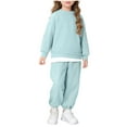 thumbnail image 2 of Spazoro Girls Sport Outfit Sets Size 4-16Y, Fall and Winter Solid Color 2 PC Casual Fleece Lined Long Sleeved Sweathirts & Pants Sets for Kids Green, 2 of 9