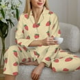 thumbnail image 6 of Honeii Strawberries print Women's Pajama Sets Long Sleeve Button Down Sleepwear Nightwear Soft Pjs Lounge Sets-Medium, 6 of 7