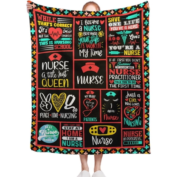 Nurse Gifts Blanket, 40 x 50 Inch Throw Lightweight Super Soft Cozy Blankets for Couch Bed Sofa Chair, Nurse Appreciation Gifts,Nurse Gifts for Nursing Student