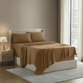 thumbnail image 4 of Nestl Full Size Sheet Sets, 1800 Series Deep Pocket 4 Piece, Luxury Soft Microfiber Bed Sheet Sets, MOCHA LIGHT BROWN, 4 of 8
