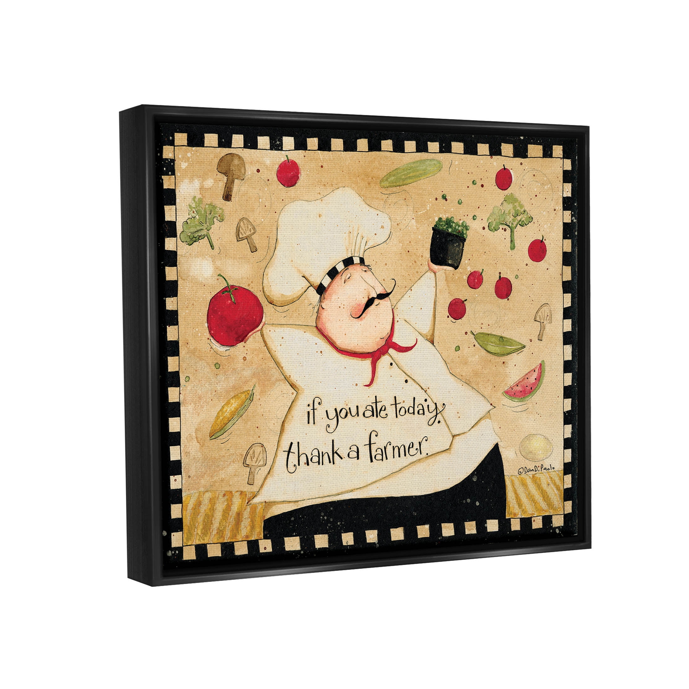 Thank A Farmer Vintage Produce Food & Beverage Graphic Art Jet Black Framed Art Print Wall Art
