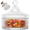 Saim 300ml/10oz Glass Candy Dish with Lid, Crystal Covered Candy Jar Sugar Bowl for Wedding & Home Decor