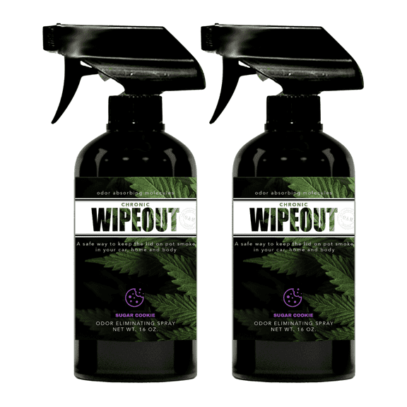 Chronic Wipeout Smoke Odor Eliminator Spray for Deodorizing Smoke Smells 2 16 oz Bottles Sugar Cookie