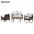 thumbnail image 5 of Outdoor Furniture Patio Conversation Set, 4 Pcs Patio Bistro Set with Loveseat and Double-Tier Tea Table, Front Porch Backyard Deck Garden Furniture Set, 5 of 10