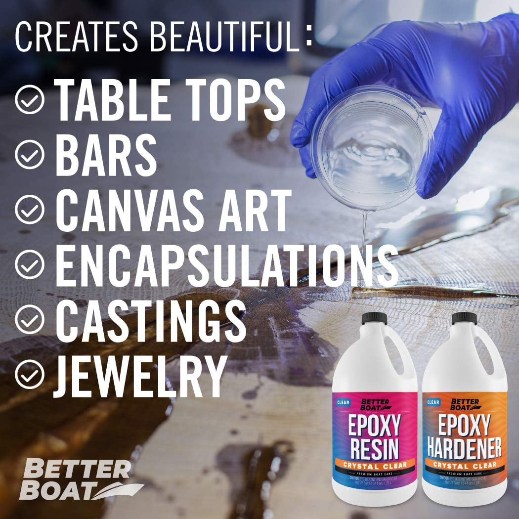 Epoxy Resin Crystal Clear Resin Kit Art Boat and Tabletop | 2 Part Countertop Marine Grade (1 Gallon Set)