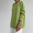 thumbnail image 6 of Duoif Sweaters for Women Trendy Women's 2025 Crew Neck Long Sleeve Casual Loose Ribbed Knit Solid Soft Pullover Sweater Tops Women's Sweaters Womens Tops Green2 S, 6 of 7