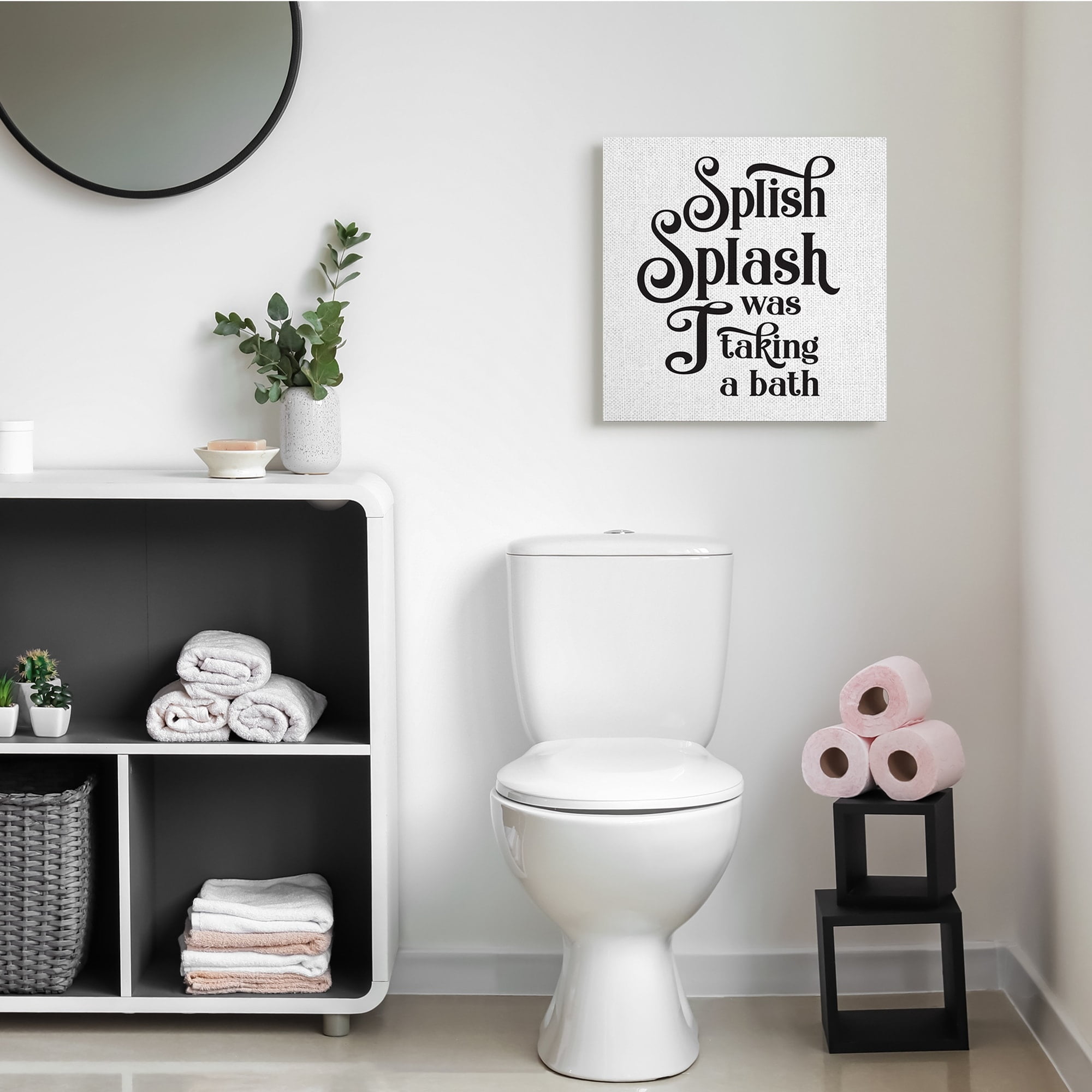 Stupell Industries Splish Splash Taking Bath Playful Bathroom Phrase,24 x 24,Designed by Lettered and Lined