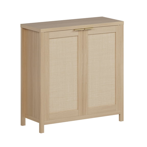 AOILE Rattan Cabinet w/ 2 Drawers & Adjustable Shelf,Great Style Sideboard Storage for Dining Room, Kitchen & Entryway
