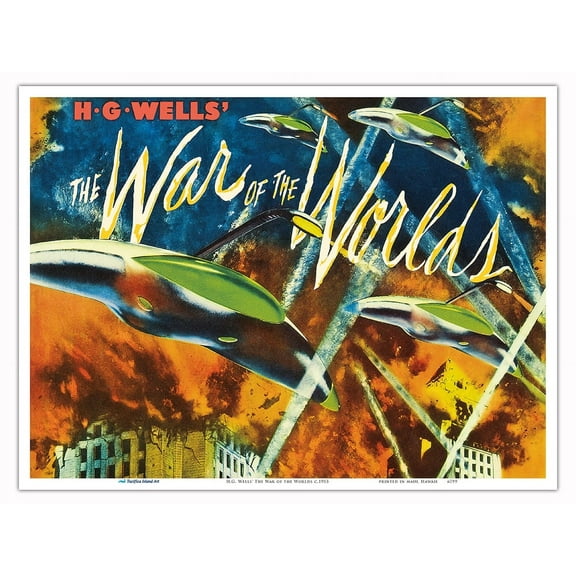 H.G. Wells’ The War of the Worlds - Vintage Science Fiction Film Movie Poster c.1953 - Master Art Print (Unframed) 9in x 12in