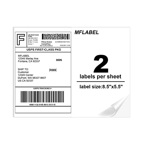 MFLABEL Half Sheet Labels with Self Adhesive, 8.5 x 11 Inches Packaging Labels , Address Labels