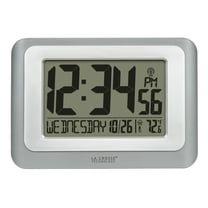 La Crosse Technology Digital Atomic Clock with Temperature - Cool Gray/Silver, 513-88907-INT