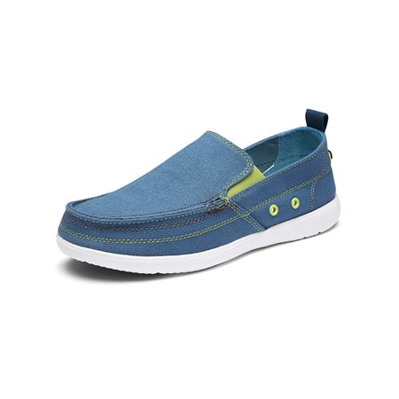

Fangasis Men Boat Shoes Casual Flats Comfort Loafers Mens Canvas Shoe Work Breathable Slip On Denim Blue 7
