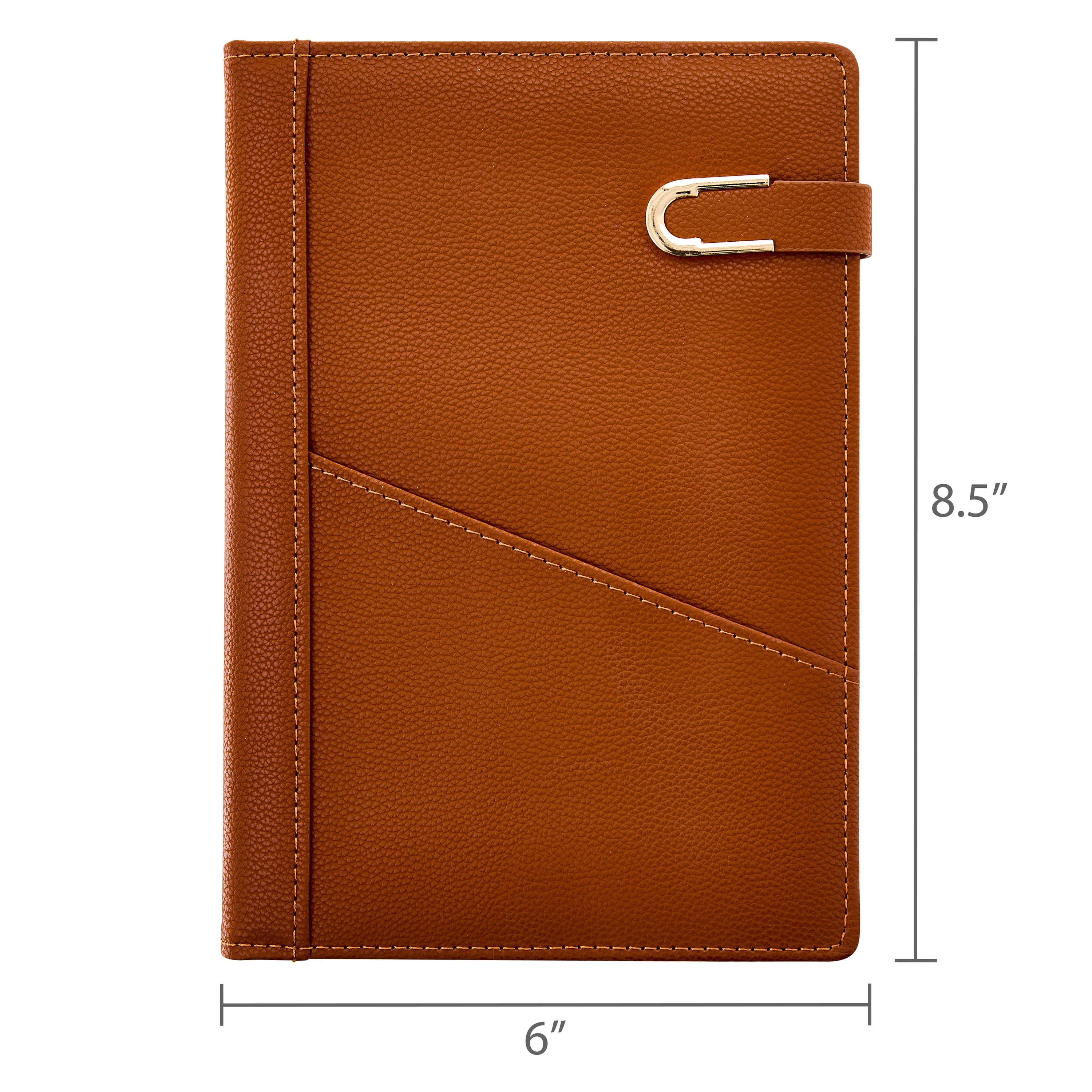 Pen+Gear Upscale Leatherette Journal, Brown, Magnetic Gold Metal