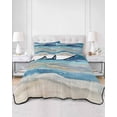 thumbnail image 2 of Quilts Twin-XL Size Bedding Set, Blue Coastal Lightweight Quilted Comforter, Summer Beach Nautical Abstract Art Soft Reversible Bedspread Coverlet with Pillow Covers for All Season, 68" x 98", 2 of 7