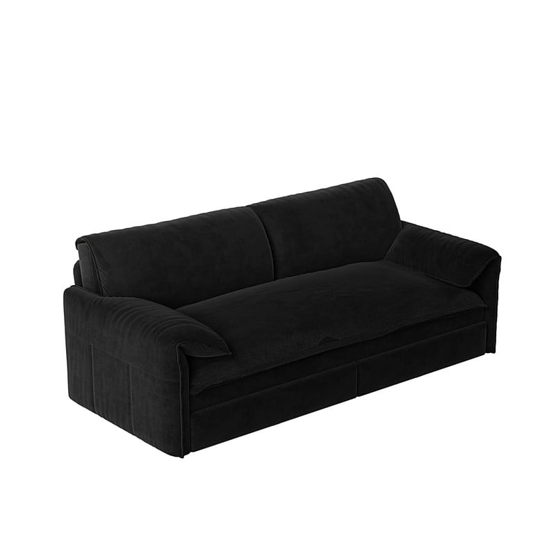 Convertible Queen Size Pull Out Sofa Bed, 3-in-1 Velvet Sleeper Sofa with Side Pocket, Modern 63.8'' Futon Couch for Living Room, Apartment