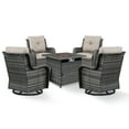 thumbnail image 6 of POCASSY Patio Furniture Set with 30" Propane Fire Pit Table, Patio Swivel Rocking Glider Chairs Set of 4 with Gray Wicker and Square Firepit Table for Garden Balcony Porch - Gray/Beige, 6 of 13