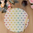 thumbnail image 3 of Colorful Polka Dot Round 13 Inch Placemats Set of 4, Cartoon Watercolor Geometric Beige HeatResistant Non Slip Place Mats for Dining Table, Wipeable Braided Kitchen Table Mats for Housewarming, 3 of 9