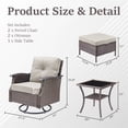 thumbnail image 2 of Yeahumalia 5 Pieces Patio Furniture Sets, Outdoor Rattan Wicker Swivel Glider Chairs with 2 Ottoman and Glass Side Table, 2 of 11