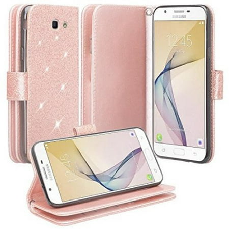 Samsung Galaxy Note 8 Case - Wydan Bling Glitter Wallet Card Slot Kickstand Feature w/ Strap Sparkle Phone Cover - Rose (Best Features Of The Galaxy Note 4)