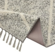 Mainstays Diamond Microfiber Plush Non-Skid Indoor 30 x 45 Accent Rug with Fringe - Grey/Ivory