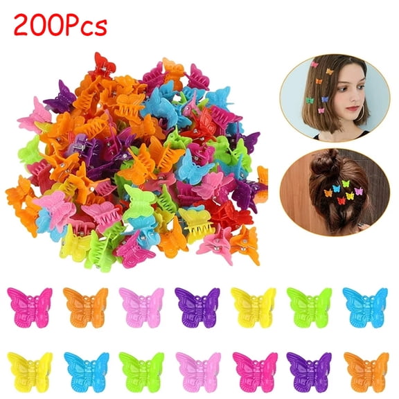CNKOO 200 Pieces Butterfly Hair Clips Assorted Colors Mini Hair Claw Clip Cute Jaw Clips Hair Accessories for Girls and Women