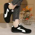 thumbnail image 6 of Domuza Women’s Retro Suede Trim Lace Up Casual Sneakers, Curved Stitch Accent Low Top Lightweight Walking Shoes with Non-Slip Grooved Rubber Outsole Black 7（EU-38）, 6 of 9
