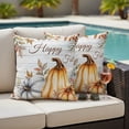 thumbnail image 2 of Outdoor Pillow Covers 18x18 Set of 2, Fall Pumpkin Waterproof Patio Throw Pillow Covers for Couch Sofa Chair, Thanksgiving Flower Leaf Farmhouse Wood Grain Decorative Pillowcases for Throw Pillows, 2 of 9