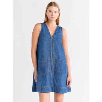 crinkle gauze denim mini dress Crinkle Gauze Denim Mini Dress