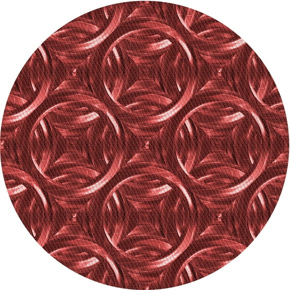 Ahgly Company Machine Washable Indoor Round Transitional Grapefruit Red Area Rugs, 7' Round