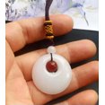 thumbnail image 7 of K-KED 26" Donut Circle Natural white jade stone Carnelian Pendant,Amulet rope necklace, 7 of 7