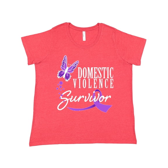 Inktastic Domestic Violence Survivor with Butterfly Women's Plus Size T-Shirt