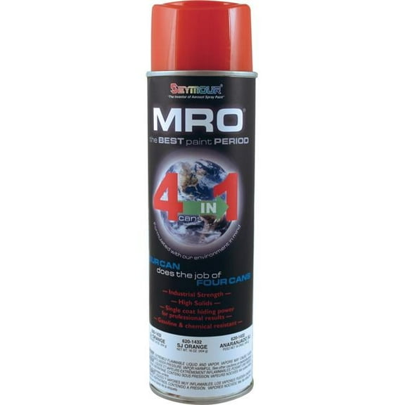 Seymour of Sycamore 620-1432 20 oz Industrial Mro High Solids Spray Paint, SJ Orange - Pack of 6
