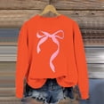 thumbnail image 5 of Women Sweatshirts Pullover Tops Shirts Round Neck Cute Bow Printed Long Sleeved Pullover Hoodless Loose Fit Tops Casual Fall Outfits Clothes Orange-L, 5 of 5