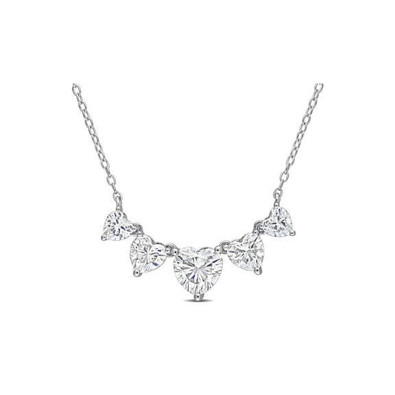 2.46 Carat (Ctw) Lab-Created Moissanite Multi-Heart Necklace in Sterling Silver for Women