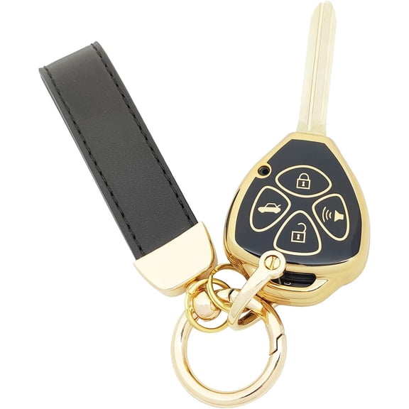 Key Fob Cover Compatible with Toyota Camry Rav4 Scion TC Yaris 2005-2013 3 Button Keychain Case Holder Protector,Black