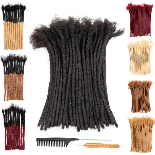 Daixi 0,2 cm de grosor, 4-18 pulgadas, 60 hebras, extensiones Sisterlocs de cabello humano, 100% microlocs hechos a mano, minilocs pequeños que se pueden teñir, blanquear, rizar y torcer