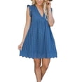 thumbnail image 1 of SAYOO , vestido informal para mujer, verano, cuello en V, manga volante, encaje, Jacquard, Color sólido, vestidos sueltos con pantalones cortos forrados SAYOO  XS/S/M/L/XL/XXL/XXXL, 1 of 6