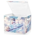 thumbnail image 2 of WOBOGO Snowman Train Large Collapsible Storage Box Flip Lid Fabric Decorative Organizer Container Basket with Handles 16.5×12.6×11.8in, 2 of 7