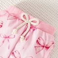 thumbnail image 6 of GYRATEDREAM Infant Baby Girl Valentine's Day Outfit Ruffle Long Sleeve Crewneck Bow Print Sweatshirt Top and Elastic Pant 2Pcs Set Toddler Spring Fall Clothes Pink for 0-3Y, 6 of 8