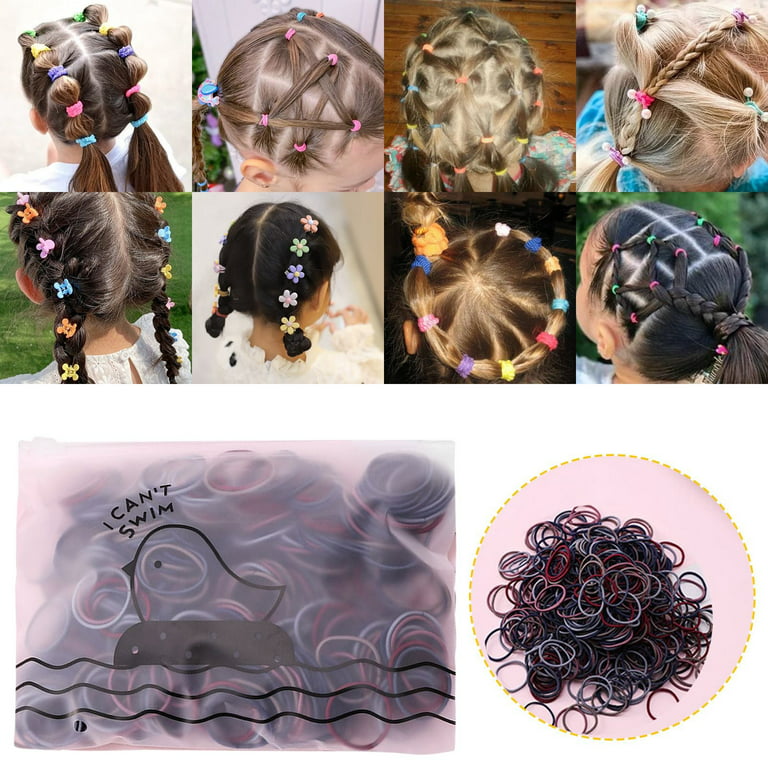 Keusn Pack Hair Ties Baby Toddlers Girls Elastics Hair Bands Black Colorful Small Rubber Bands Ponytail Pigtails Holders Not Harm to Hair, Infant