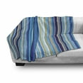 thumbnail image 3 of Blue Soft Flannel Fleece Throw Blanket, Vertical Stripes Repeating Retro Revival Pattern Funky Abstract Composition, Cozy Plush for Indoor and Outdoor Use, 50" x 60", Mustard Blue White, by Ambesonne, 3 of 6