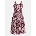 thumbnail image 5 of Time and Tru Women's and Women's Plus Sleeveless Smocked Peasant Midi Dress, Sizes XS-4X, 5 of 5