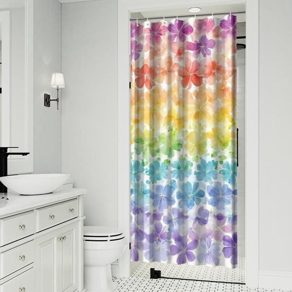Pioneer Flower Shower Curtain 36"x72" ,Bathroom Decorative Shower Curtains Set with 12 Hooks,Modern Waterproof Washable Shower Curtain