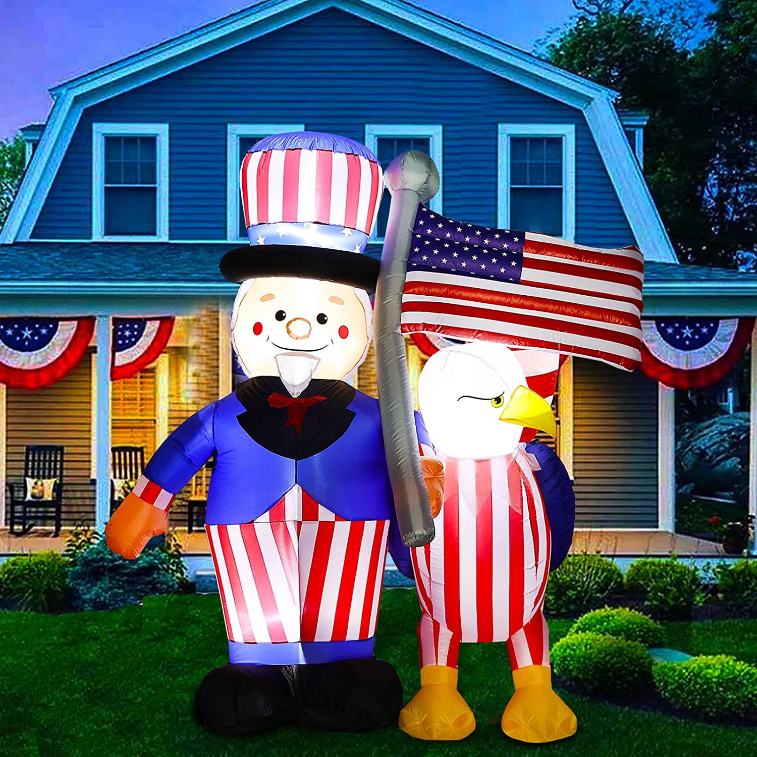 5Ft Patriotic Independence Day Inflatable Decoration, 4th of July Inflatable, Outdoor Airblown
